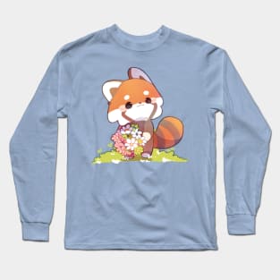 Red Panda Flowers Long Sleeve T-Shirt